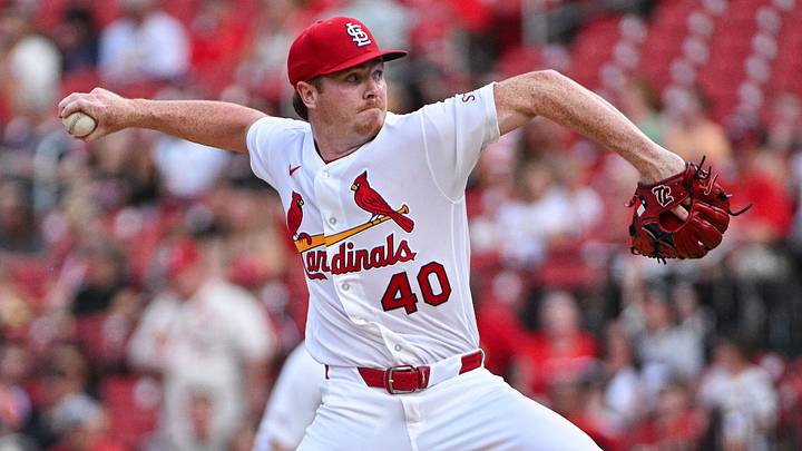 Aug 10, 2026; St. Louis, Missouri, USA; St. Louis Cardinals starting pitcher Hunter Dobbins (40) throws against the Philadelphia Phillies during the first inning at Busch Stadium. Mandatory Credit: Jeff Curry-Imagn Images Aug 10, 2026; St. Louis, Missouri, USA; St. Louis Cardinals starting pitcher Hunter Dobbins (40) throws against the Philadelphia Phillies during the first inning at Busch Stadium. Mandatory Credit: Jeff Curry-Imagn Images