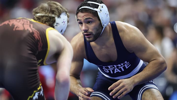 Shayne Van Ness of Penn State wrestles Gabe Willochell of Wyoming during the NCAA Wrestling Championships at Wells Fargo Center. Shayne Van Ness of Penn State wrestles Gabe Willochell of Wyoming during the NCAA Wrestling Championships at Wells Fargo Center.