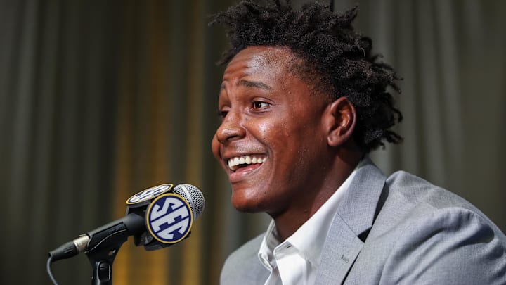 Jul 17, 2025; Atlanta, GA, USA; Missouri Tigers defensive end Zion Young talks to the media during the SEC Media Days at Omni Atlanta Hotel. Mandatory Credit: Jordan Godfree-Imagn Images Jul 17, 2025; Atlanta, GA, USA; Missouri Tigers defensive end Zion Young talks to the media during the SEC Media Days at Omni Atlanta Hotel. Mandatory Credit: Jordan Godfree-Imagn Images