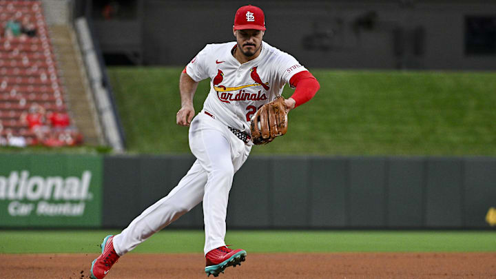 St. Louis Cardinals third baseman Nolan Arenado fields a ground ball against the Pittsburgh Pirates on Sept. 16 at Busch Stadium. St. Louis Cardinals third baseman Nolan Arenado fields a ground ball against the Pittsburgh Pirates on Sept. 16 at Busch Stadium.