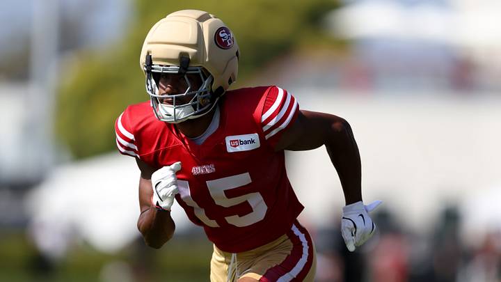Aug 6, 2026; Santa Clara, CA, USA; San Francisco 49ers wide receiver De'Zhaun Stribling (15) during training camp at SAP Performance Facility. Mandatory Credit: Sergio Estrada-Imagn Images Aug 6, 2026; Santa Clara, CA, USA; San Francisco 49ers wide receiver De'Zhaun Stribling (15) during training camp at SAP Performance Facility. Mandatory Credit: Sergio Estrada-Imagn Images