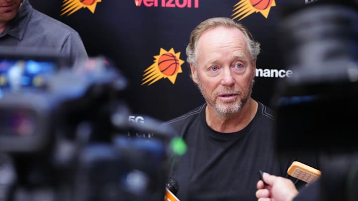 Suns head coach Mike Budenholzer speaks to the media during practice at the Verizon 5G Performance Center in Phoenix on Oct. 1, 2024.