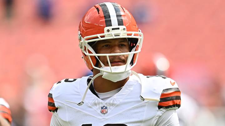 Aug 22, 2026; Cleveland, Ohio, USA; Cleveland Browns wide receiver Denzel Boston (12) at Huntington Bank Field. Mandatory Credit: Ken Blaze-Imagn Images