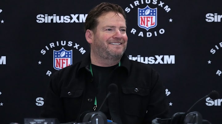 Feb 27, 2024; Indianapolis, IN, USA; Seattle Seahawks general manager John Schneider on the SiriusXM radio set at the NFL Scouting Combine at Indiana Convention Center. Feb 27, 2024; Indianapolis, IN, USA; Seattle Seahawks general manager John Schneider on the SiriusXM radio set at the NFL Scouting Combine at Indiana Convention Center.