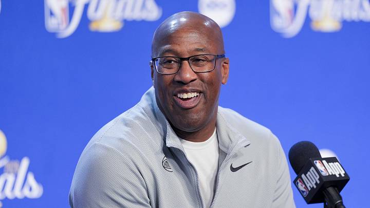 Jun 5, 2026; San Antonio, Texas, USA; New York Knicks head coach Mike Brown speaks with the media before the game between the San Antonio Spurs and the New York Knicks in game two of the 2026 NBA Finals at Frost Bank Center. Mandatory Credit: Scott Wachter-Imagn Images Jun 5, 2026; San Antonio, Texas, USA; New York Knicks head coach Mike Brown speaks with the media before the game between the San Antonio Spurs and the New York Knicks in game two of the 2026 NBA Finals at Frost Bank Center. Mandatory Credit: Scott Wachter-Imagn Images