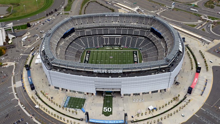Aerial view of  MetLife Stadium before the NFL game between the Houston Texans and the New York Jets.