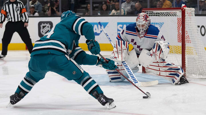 Jan 23, 2024; San Jose, California, USA; New York Rangers goaltender Igor Shesterkin (31) defends
