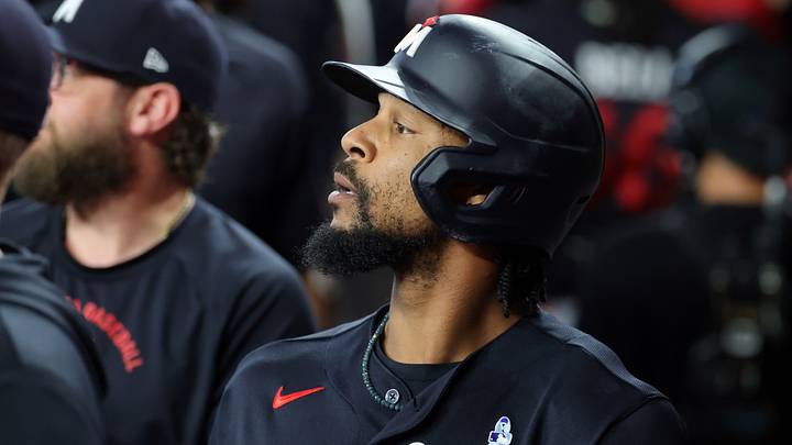 Jun 21, 2026; Phoenix, Arizona, USA; Minnesota Twins outfielder Byron Buxton against the Arizona Diamondbacks at Chase Field. Mandatory Credit: Mark J. Rebilas-Imagn Images