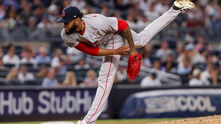 Aug 28, 2026; Bronx, New York, USA; Boston Red Sox pitcher Tyron Guerrero (41) pitches against the New York Yankees during the eighth inning at Yankee Stadium. Mandatory Credit: Tom Horak-Imagn Images Aug 28, 2026; Bronx, New York, USA; Boston Red Sox pitcher Tyron Guerrero (41) pitches against the New York Yankees during the eighth inning at Yankee Stadium. Mandatory Credit: Tom Horak-Imagn Images