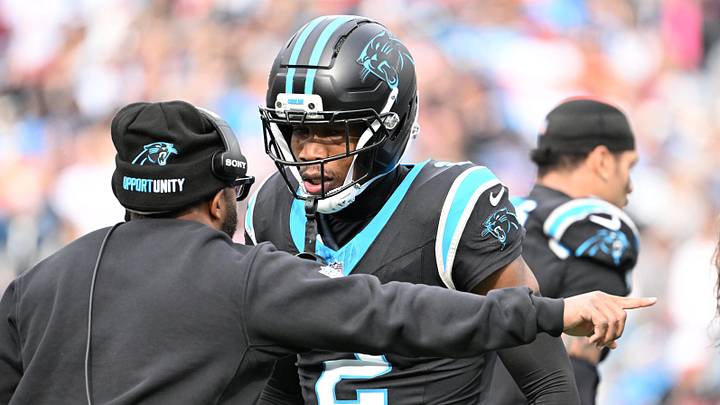 Carolina Panthers cornerback Mike Jackson (2) talks to an assistant coach Carolina Panthers cornerback Mike Jackson (2) talks to an assistant coach