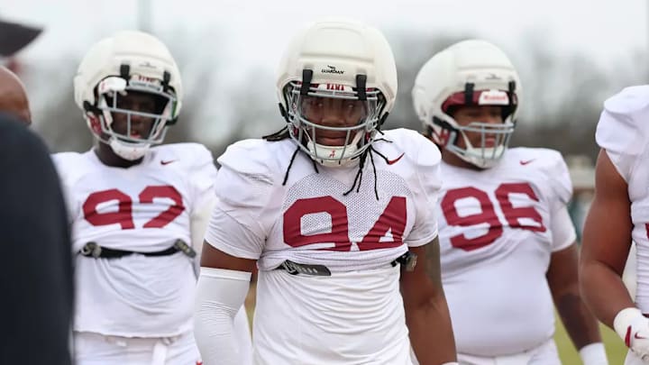 3/7/25 MFB Spring Practice 3 Alabama Defensive Lineman Jeremiah Beaman (92) Alabama Defensive Lineman Edric Hill (94) Alabama Defensive Lineman Tim Keenan III (96) Photo by Kent Gidley 3/7/25 MFB Spring Practice 3 Alabama Defensive Lineman Jeremiah Beaman (92) Alabama Defensive Lineman Edric Hill (94) Alabama Defensive Lineman Tim Keenan III (96) Photo by Kent Gidley