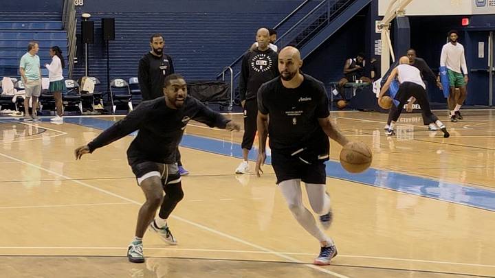 Derrick White practicing in the McAllister Field House at The Citadel Derrick White practicing in the McAllister Field House at The Citadel