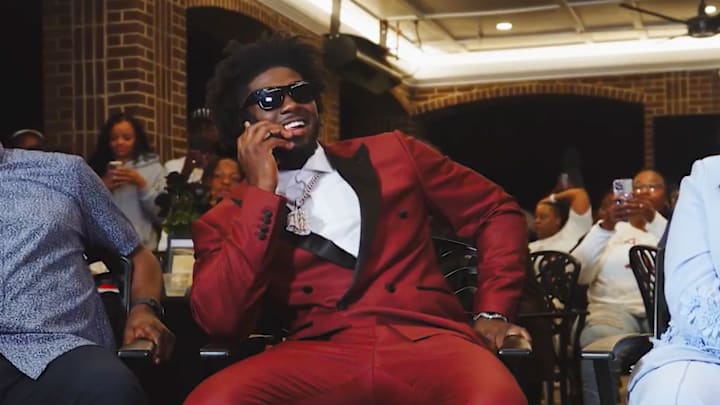 Georgia Bulldogs Jalon Walker receives a call from the Atlanta Falcons on night one of the NFL Draft