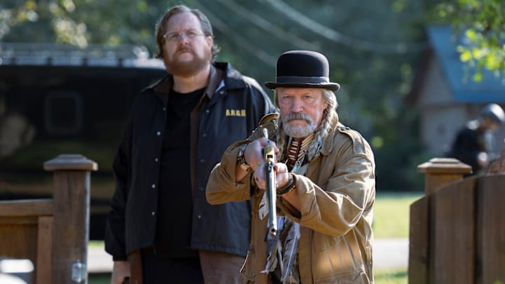 Nhut Le, Michael Rooker in Peacemaker season 2 episode 4. Photograph by Jessica Miglio/HBO Max.