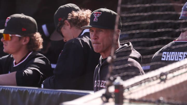 Texas Tech head coach Tim Tadlock looks on from the dugout during a non-conference baseball game, Friday, Feb. 20, 2026, at Rip Griffin Park. Texas Tech head coach Tim Tadlock looks on from the dugout during a non-conference baseball game, Friday, Feb. 20, 2026, at Rip Griffin Park.