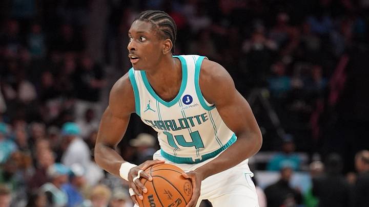 Apr 14, 2026; Charlotte, North Carolina, USA; Charlotte Hornets forward Moussa Diabate (14) handles the ball during the second half during the play-in rounds between the Charlotte Hornets and the Miami Heat of the 2026 NBA Playoffs at Spectrum Center. Mandatory Credit: Jim Dedmon-Imagn Images Apr 14, 2026; Charlotte, North Carolina, USA; Charlotte Hornets forward Moussa Diabate (14) handles the ball during the second half during the play-in rounds between the Charlotte Hornets and the Miami Heat of the 2026 NBA Playoffs at Spectrum Center. Mandatory Credit: Jim Dedmon-Imagn Images