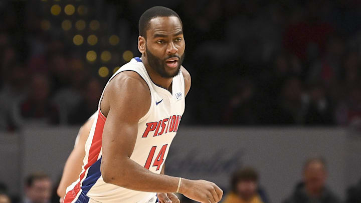Jan 15, 2024; Washington, District of Columbia, USA;  Detroit Pistons guard Alec Burks (14) runs