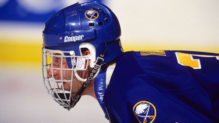 1995; Manhattan, NY, USA; FILE PHOTO; Buffalo Sabres goalie Dominik Hasek (39) on the ice against the New York Rangers at Madison Square Garden. Mandatory Credit: Lou Capozzola-USA TODAY NETWORK