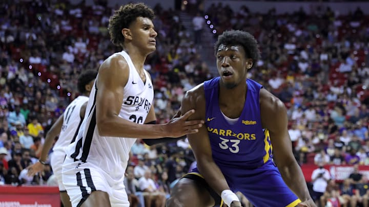 2022 NBA Summer League - Golden State Warriors v San Antonio Spurs (James Wiseman, Dominick Barlow)