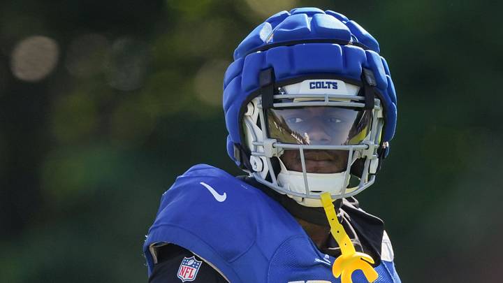 Indianapolis Colts safety A.J. Haulcy (25) walks up the field Tuesday, Aug. 4, 2026, during practice at Colts Camp at Grand Park in Westfield.