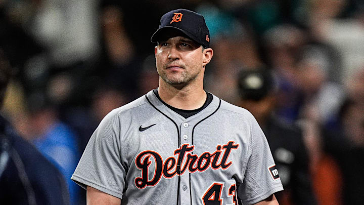 Detroit Tigers pitcher Tommy Kahnle walks off the field after the 3-2 loss to the Seattle Mariners in 15 innings at ALDS Game 5 at T-Mobile Park in Seattle on Friday, Oct. 10, 2025.