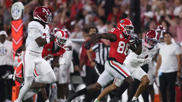 Georgia Bulldogs wide receiver Dillon Bell poses a threat in multiple ways for the Auburn Tigers. Georgia Bulldogs wide receiver Dillon Bell poses a threat in multiple ways for the Auburn Tigers.