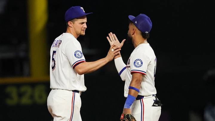Texas Rangers shortstop Corey Seager celebrates with Ezequiel Duran. Credit: Kevin Jairaj-Imagn Images Texas Rangers shortstop Corey Seager celebrates with Ezequiel Duran. Credit: Kevin Jairaj-Imagn Images