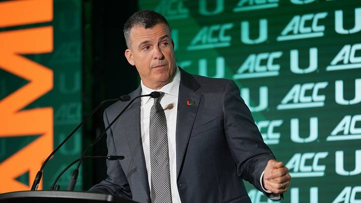 Jul 15, 2026; Charlotte, NC, USA;   Miami head coach Mario Cristobal speaks to the media during ACC Media Days at Hilton Charlotte Uptown. Mandatory Credit: Jim Dedmon-Imagn Images