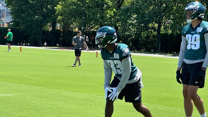 John Ross, who is attempting to make a comeback from retirement with the Philadelphia Eagles, had a strong practice during an OTA session on May 30, 2024.