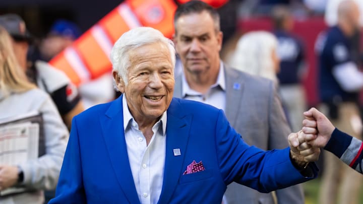 Dec 15, 2024; Glendale, Arizona, USA; New England Patriots owner Robert Kraft prior to the game against the Arizona Cardinals at State Farm Stadium.