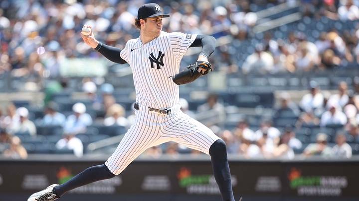 Aug 9, 2026; Bronx, New York, USA; New York Yankees starting pitcher Cam Schlittler (31) pitches in the first inning against the Atlanta Braves at Yankee Stadium. Mandatory Credit: Wendell Cruz-Imagn Images Aug 9, 2026; Bronx, New York, USA; New York Yankees starting pitcher Cam Schlittler (31) pitches in the first inning against the Atlanta Braves at Yankee Stadium. Mandatory Credit: Wendell Cruz-Imagn Images