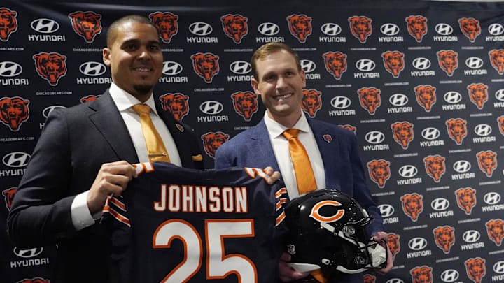 Chicago Bears general manager Ryan Poles and head coach Ben Johnson