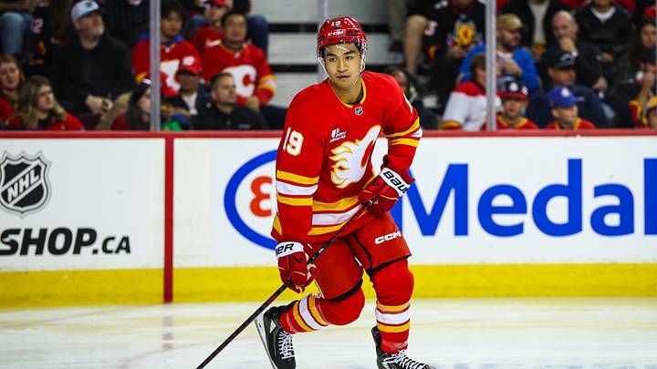 Zayne Parekh of the Calgary Flames
