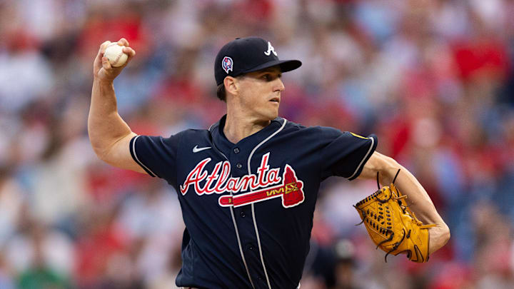Sep 11, 2023; Philadelphia, Pennsylvania, USA; Atlanta Braves starting pitcher Kyle Wright (30)