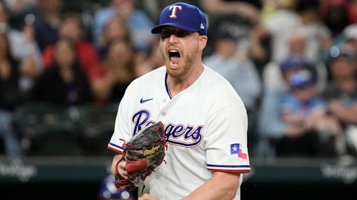 Will Smith celebrates a strikeout against the Kansas City Royals.