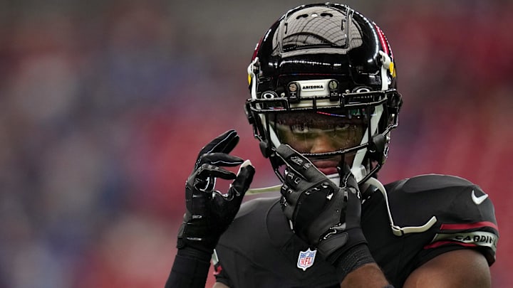 Arizona Cardinals receiver Marvin Harrison Jr. (18) warms up before their game against the Detroit Lions at State Farm Stadium Glendale, Ariz., Sep 22, 2024.