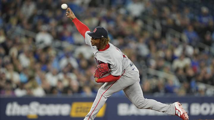 Apr 29, 2026; Toronto, Ontario, CAN; Boston Red Sox starting pitcher Brayan Bello (66) pitches to the Toronto Blue Jays during the first inning at Rogers Centre. Mandatory Credit: John E. Sokolowski-Imagn Images