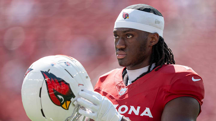 September 21, 2025; Santa Clara, California, USA; Arizona Cardinals wide receiver Marvin Harrison Jr. (18) warms up before the game against the San Francisco 49ers at Levi's Stadium. Mandatory Credit: Kyle Terada-Imagn Images September 21, 2025; Santa Clara, California, USA; Arizona Cardinals wide receiver Marvin Harrison Jr. (18) warms up before the game against the San Francisco 49ers at Levi's Stadium. Mandatory Credit: Kyle Terada-Imagn Images