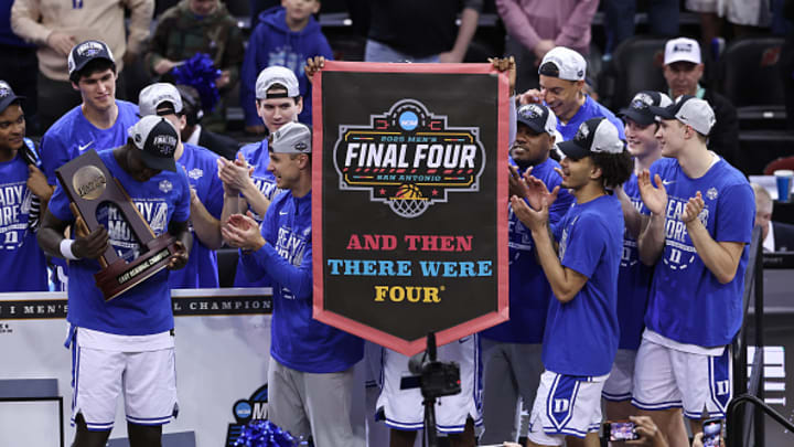 Duke celebrates making the Final Four. Duke celebrates making the Final Four.