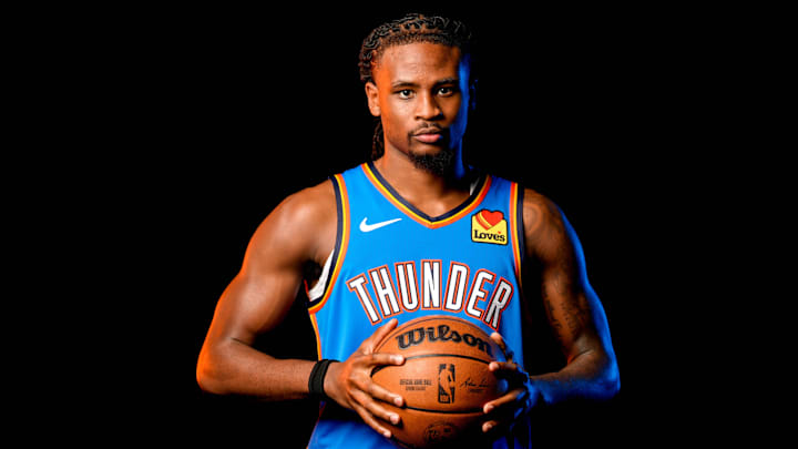 Cason Wallace is pictured during the Thunder media day at the Paycom Center in Oklahoma City, on Monday, Sept. 30, 2024. Cason Wallace is pictured during the Thunder media day at the Paycom Center in Oklahoma City, on Monday, Sept. 30, 2024.