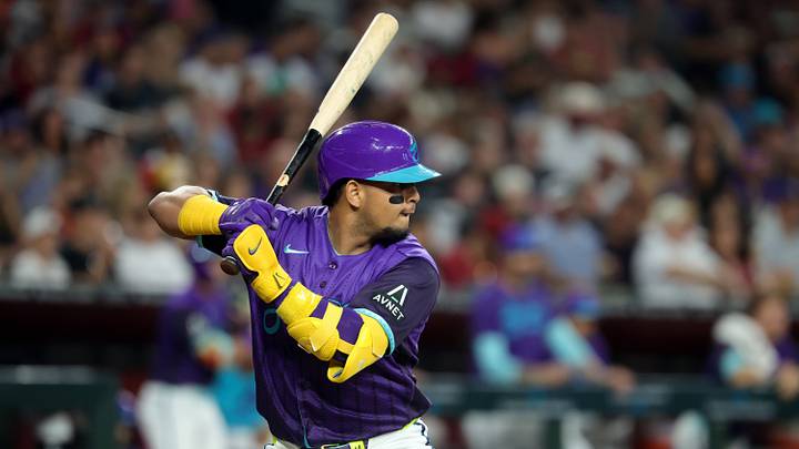 Aug 7, 2026; Phoenix, Arizona, USA; Arizona Diamondbacks catcher Gabriel Moreno against the Los Angeles Dodgers at Chase Field. Mandatory Credit: Mark J. Rebilas-Imagn Images