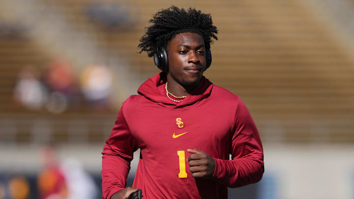 Oct 28, 2023; Berkeley, California, USA; USC Trojans wide receiver Zachariah Branch (1) before the game against the California Golden Bears at California Memorial Stadium. 