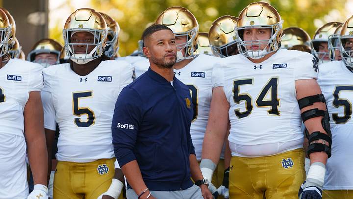 Notre Dame head coach Marcus Freeman waits to lead his team onto the field before a NCAA football game between Notre Dame and Purdue at Ross-Ade Stadium on Saturday, Sept. 26, 2026, in West Lafayette. Notre Dame head coach Marcus Freeman waits to lead his team onto the field before a NCAA football game between Notre Dame and Purdue at Ross-Ade Stadium on Saturday, Sept. 26, 2026, in West Lafayette.