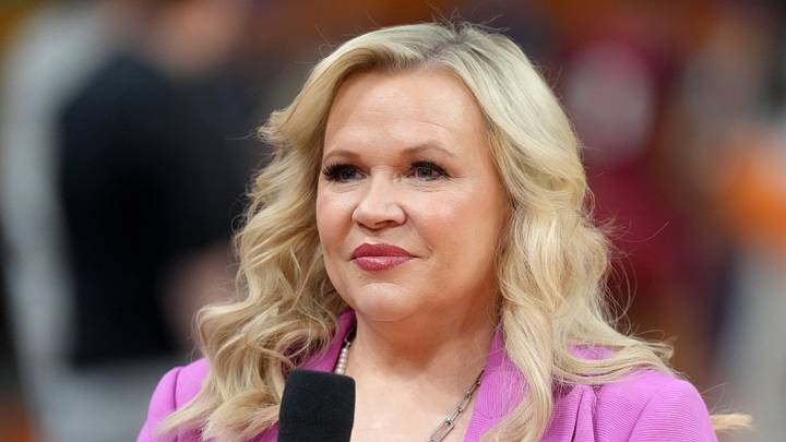 ESPN reporter Holly Rowe during practice for the 2026 NCAA Women's Final Four at Mortgage Matchup Center. ESPN reporter Holly Rowe during practice for the 2026 NCAA Women's Final Four at Mortgage Matchup Center.
