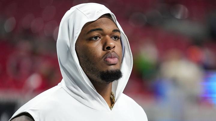 Indiana Hoosiers offensive lineman Kahlil Benson (67) walks onto the field Friday, Jan. 9, 2026, ahead of the Peach Bowl College Football Playoff game at Mercedes-Benz Stadium in Atlanta. Indiana Hoosiers offensive lineman Kahlil Benson (67) walks onto the field Friday, Jan. 9, 2026, ahead of the Peach Bowl College Football Playoff game at Mercedes-Benz Stadium in Atlanta.