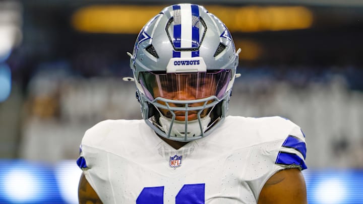 Sep 22, 2024; Arlington, Texas, USA; Dallas Cowboys linebacker Micah Parsons (11) prior to the game against the Baltimore Ravens at AT&T Stadium. Mandatory Credit: Andrew Dieb-Imagn Images Sep 22, 2024; Arlington, Texas, USA; Dallas Cowboys linebacker Micah Parsons (11) prior to the game against the Baltimore Ravens at AT&T Stadium. Mandatory Credit: Andrew Dieb-Imagn Images