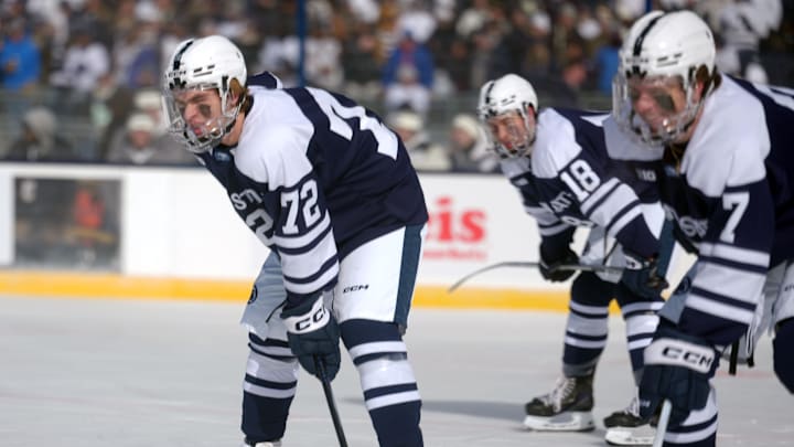Penn State Nittany Lions forward Gavin McKenna (72) during the game against the Michigan State Spartans at Beaver Stadium.