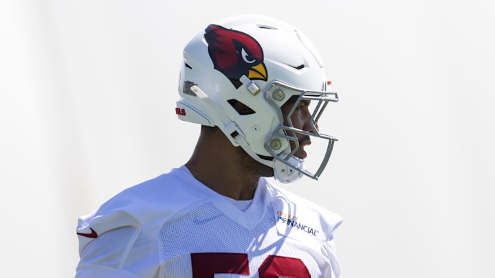Jun 10, 2025; Tempe, AZ, USA; Arizona Cardinals linebacker Cody Simon (50) during minicamp at the teams Arizona Cardinals Training Facility. Mandatory Credit: Mark J. Rebilas-Imagn Images Jun 10, 2025; Tempe, AZ, USA; Arizona Cardinals linebacker Cody Simon (50) during minicamp at the teams Arizona Cardinals Training Facility. Mandatory Credit: Mark J. Rebilas-Imagn Images