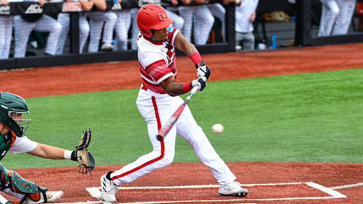 Louisville baseball outfielder Zion Rose vs. Miami in game two of the 2025 Louisville Super Regional. Louisville baseball outfielder Zion Rose vs. Miami in game two of the 2025 Louisville Super Regional.