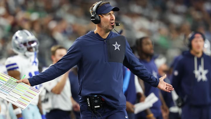 Dallas Cowboys head coach Brian Schottenheimer reacts during the third quarter against the Philadelphia Eagles. Dallas Cowboys head coach Brian Schottenheimer reacts during the third quarter against the Philadelphia Eagles.